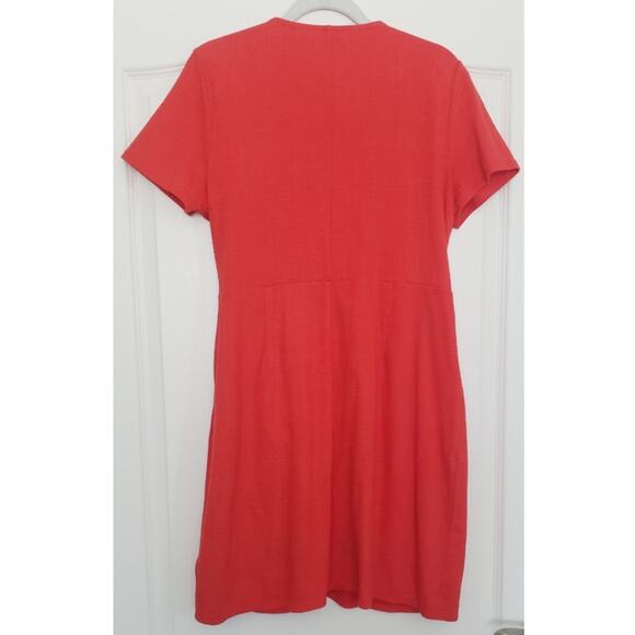 J Crew Factory Textured Cotton Wrap Dress in Size L Spring Beach Travel Feminine - Picture 2 of 6